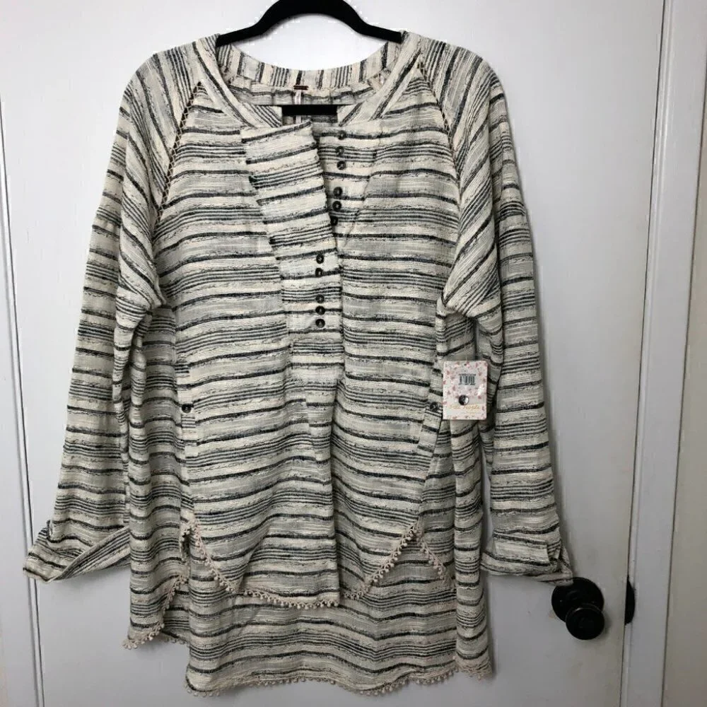 Free People Hideaway Tweed Henley NWT Size Small
